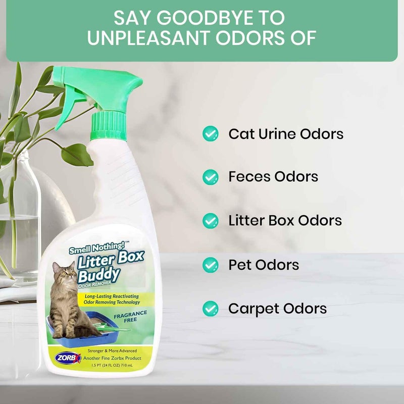 ZORBX Unscented Cat Litter Deodorizer Spray 24 Fl Oz â€“ Fast-Acting Cat Litter Box Deodorizer for Strong Urine Odor & Cat Litter Odor Control - Advanced Pet Odor Remover & Stronger Odor Neutralizer - Image 5